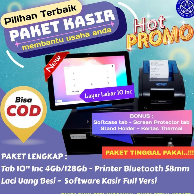 Paket mesin kasir android 10 inc toko kelontong sembako kosmetik salon