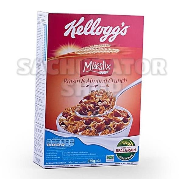 

Sereal Kelloggs Kellogg's Kellogs Mueslix Muslix Raisins Almond Crunch Berkualitas