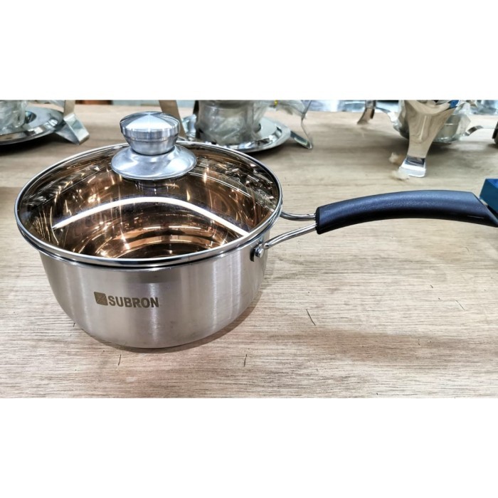 Panci Susu Subron Br 20Cm/Panci Susu Stainless Tutup Kaca