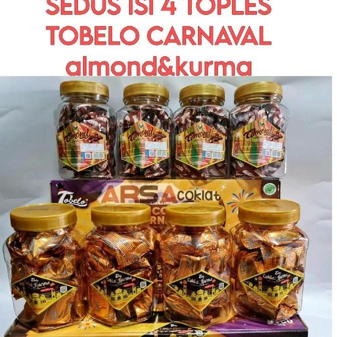 

TOBELO CHOCOLATE CARNIVAL coklat tobelo varian kurma&almond ( 1Dus 4toples ) Berkualitas