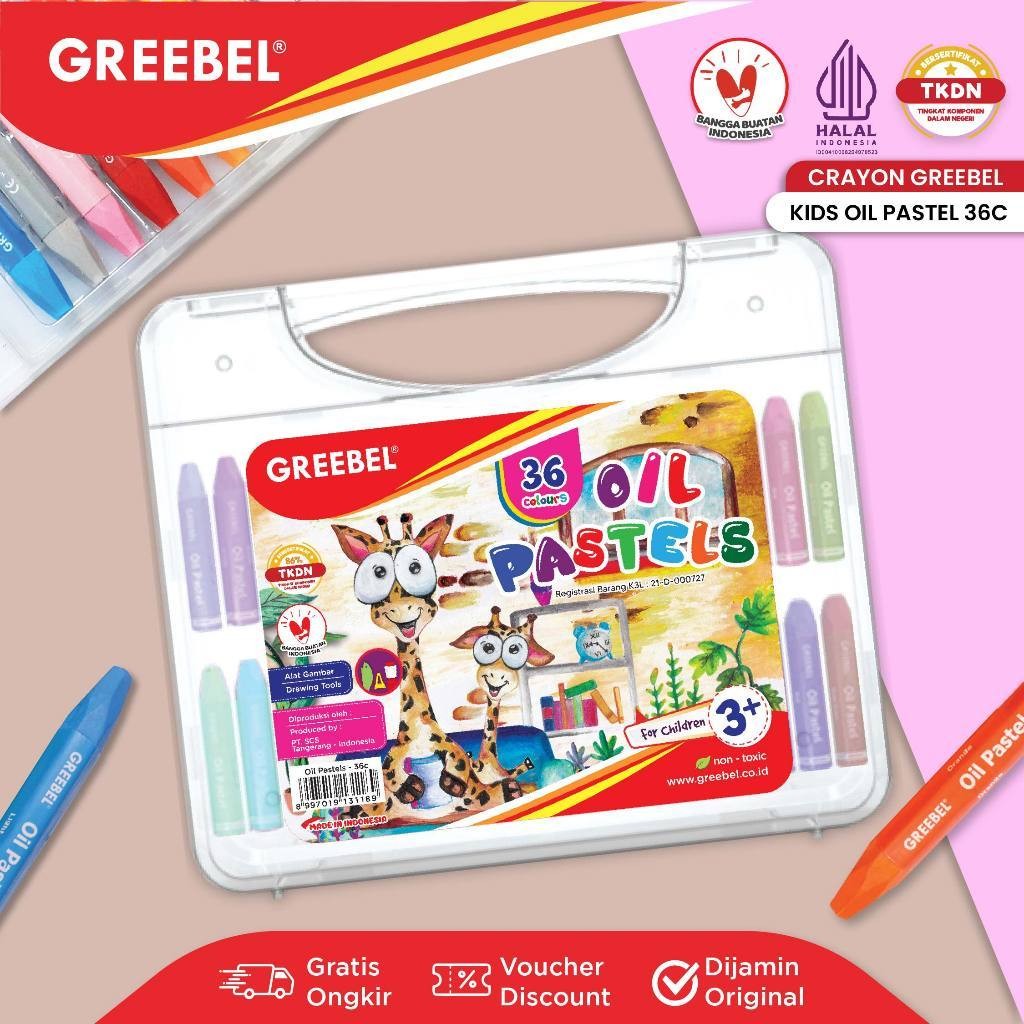 

GREEBEL Crayon Krayon 36 Warna / Crayon Kids Oil Pastel 36 Halal Edition / Crayon GREEBEL