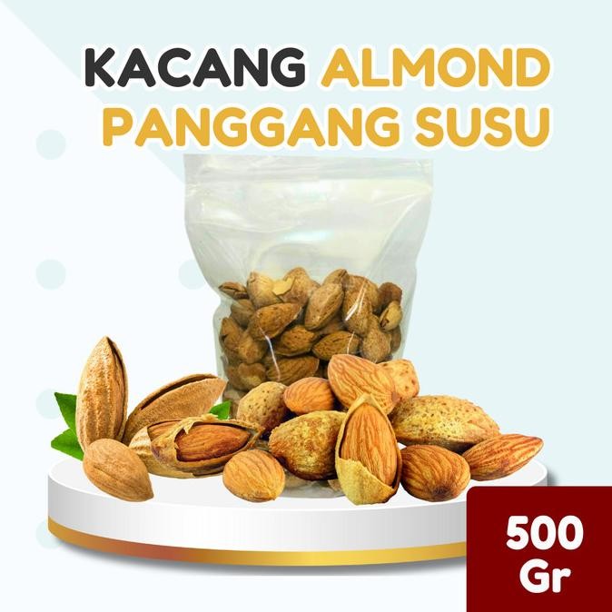 

Kacang Almond Panggang Susu 500g Almond Roasted Kulit 500 gram Berkualitas