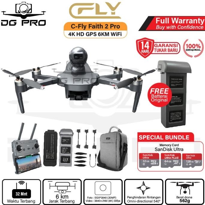 Promo C-Fly Faith 2 Pro GPS 6KM WiFi FPV Drone with 3-Axis Gimbal 4K HD Cam COD