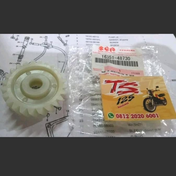 gigi plastik besar pompa oli Suzuki Ts125 original gigi plastik pompa oli Suzuki TS125 gigi pompa ol