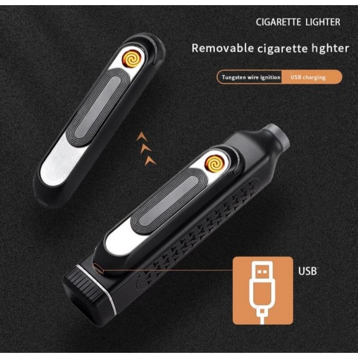 TERBARU Deshan Ashtray Cigarette Pipa Asbak Portable Filter Rokok Pipe Smoking Rechargeable Lighter