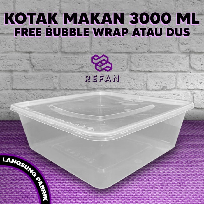 READY THINWALL 3000 ML SQUARE / FOOD CONTAINER PLASTIK