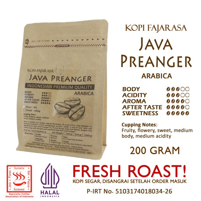 

Kopi Fajarasa Java Preanger Malabar Biji Kopi Arabica 200 Gram