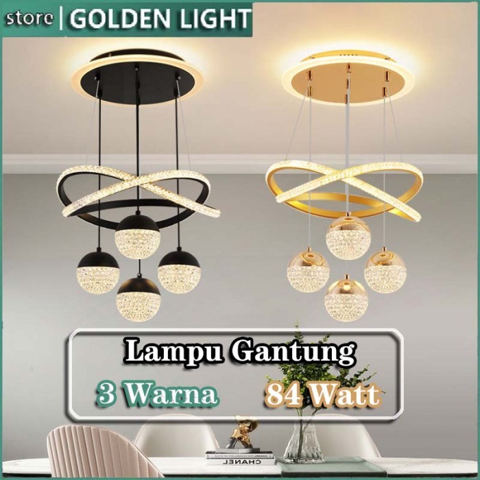 lampu gantung kristal Ruang Makan Lampu Gantung Ruang 3 warna-remote