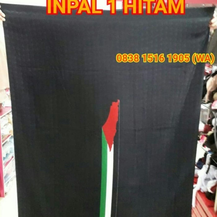 SARUNG RABBANI MOTIF PALESTINA, KAIN DEWASA HITAM / PUTIH POLOS MURAH