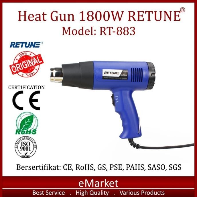 HOT GUN Hot Air Gun / Heat Gun / Pistol Pemanas 1800W RETUNE RT-883 Original
