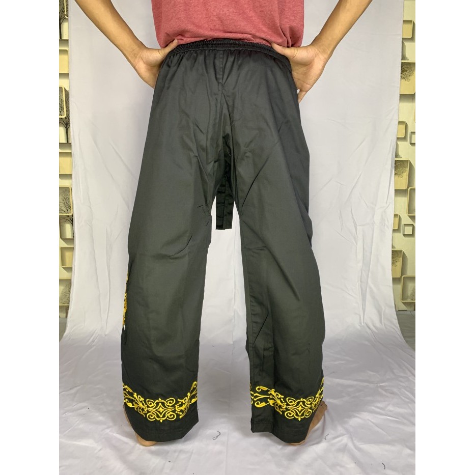 Cuci Gudang.. Celana Silat C53 Komprang Hitam Pangsi Tebal Murah Bordir Macan