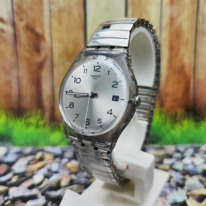 Swatch Analog Jam Tangan Rantai Unisex GM416B GM416 Silverall Original
