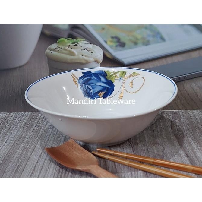 

New 6 Pcs Mangkok Bakso Keramik 7 Inch | Motif Rosenberg Blue