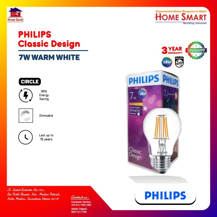NEW Lampu Led Ledbulb Philips Classic Design Model Pijar Bulat 7w
