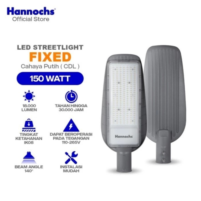 Hannochs Streetlight LED Fixed 150 Watt - Tiang PJU - Komplek - Gudang