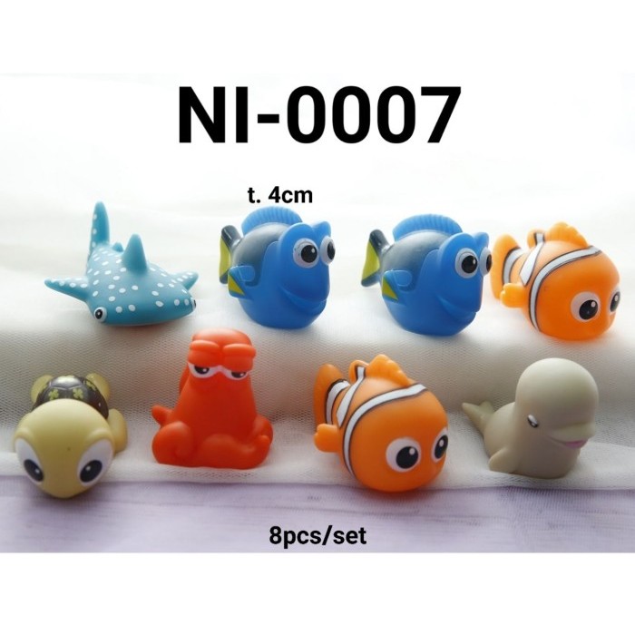 

TERBARU NI-0007 MAINAN CAKE TOPPER FIGURINE FIGURIN KARET IKAN NEMO DORY KURA