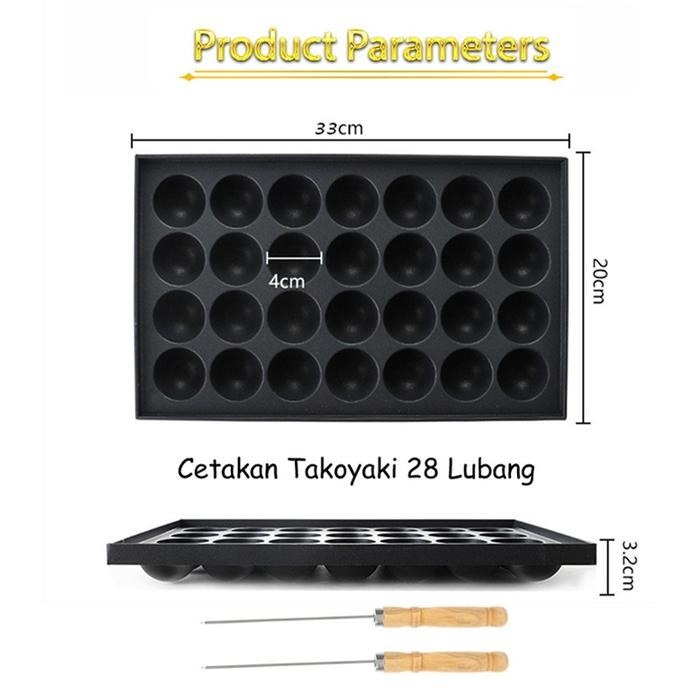 

BEST CETAKAN TAKOYAKI 28 LUBANG NO-STICK BAKING TRAY CETAKAN TAKOYAKI ANTI LENGKET KECIL ABBY(GRATIS