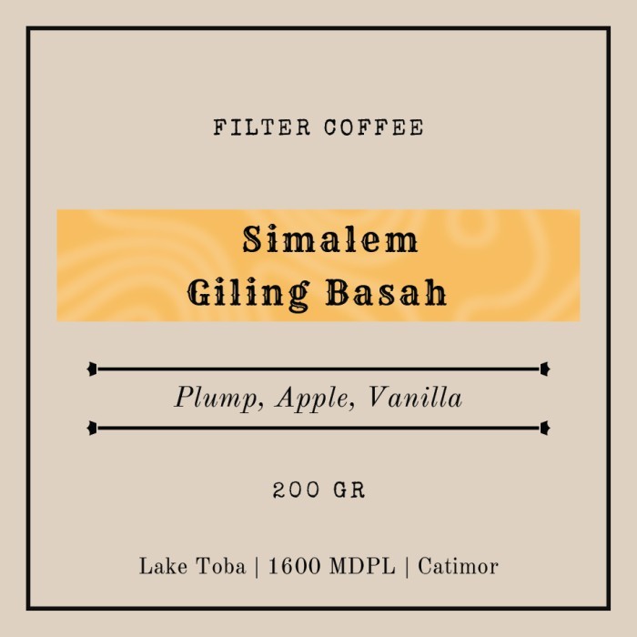 

Kopi Arabika Simalem Giling Basah 200 Gr