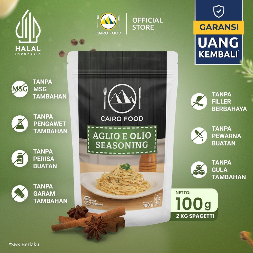 

Bumbu Aglio e Olio Sehat – Tanpa MSG, 100% Rempah Murni | Cairo Food - 100 gram
