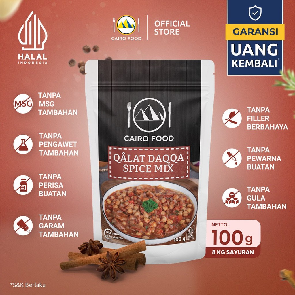 

Bumbu Qâlat Daqqa Sehat – Tanpa MSG, 100% Rempah Murni | Cairo Food - 100 gram