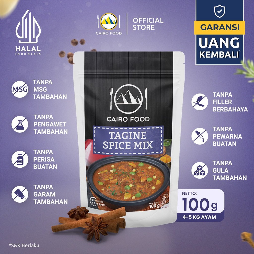 

Bumbu Tagine Sehat – Tanpa MSG, 100% Rempah Murni | Cairo Food - 100 gram