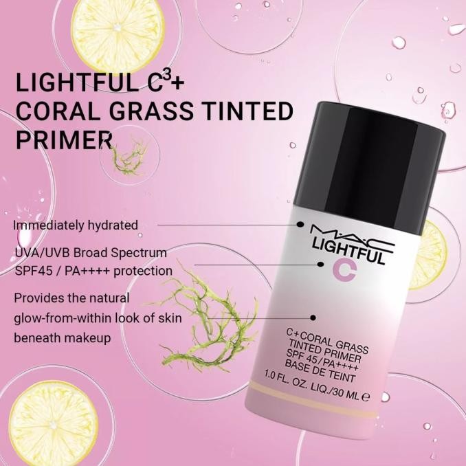 TERMURAH MAC LIGHTFUL C C+ CORAL GRASS TINTED PRIMER WAJAH SPF45 SPF 45 30ML SALE RAMADAHAN