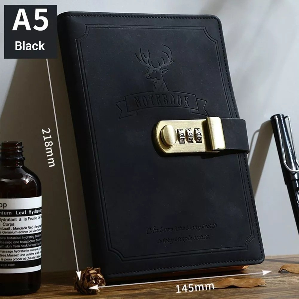 

TODDI Buku Jurnal Leather Notebook Diary 80GSM 265 Halaman with Lock - TD-A5