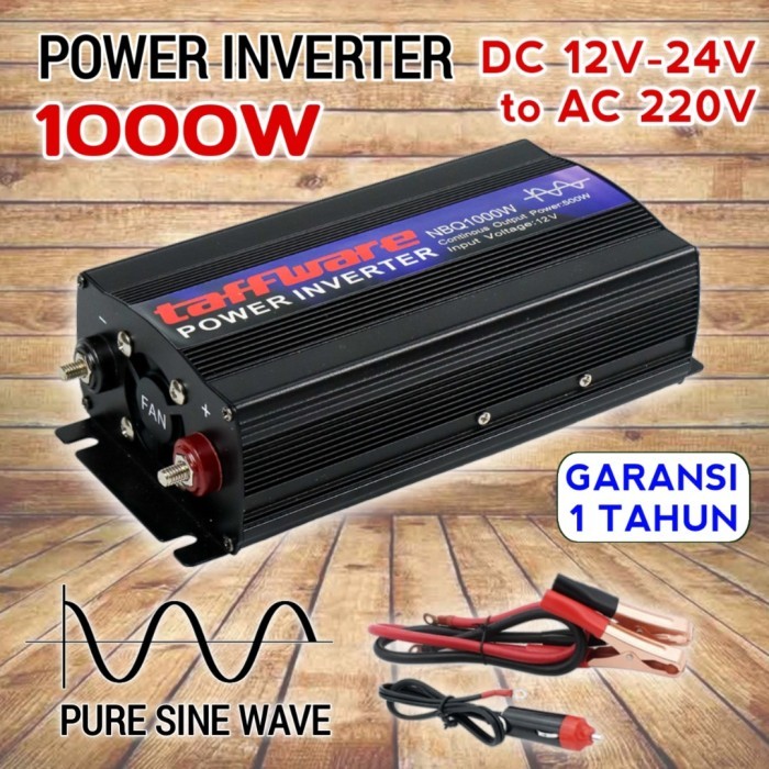Power Inverter 1000 Watt Pure Sine Wave DC 12V ke AC 220V Taffware PSW