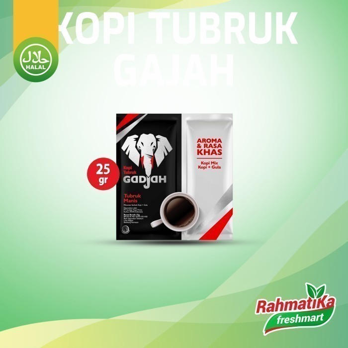 

Kopi Tubruk Gadjah Kopi+Gula (25gram x 10 Sachet)