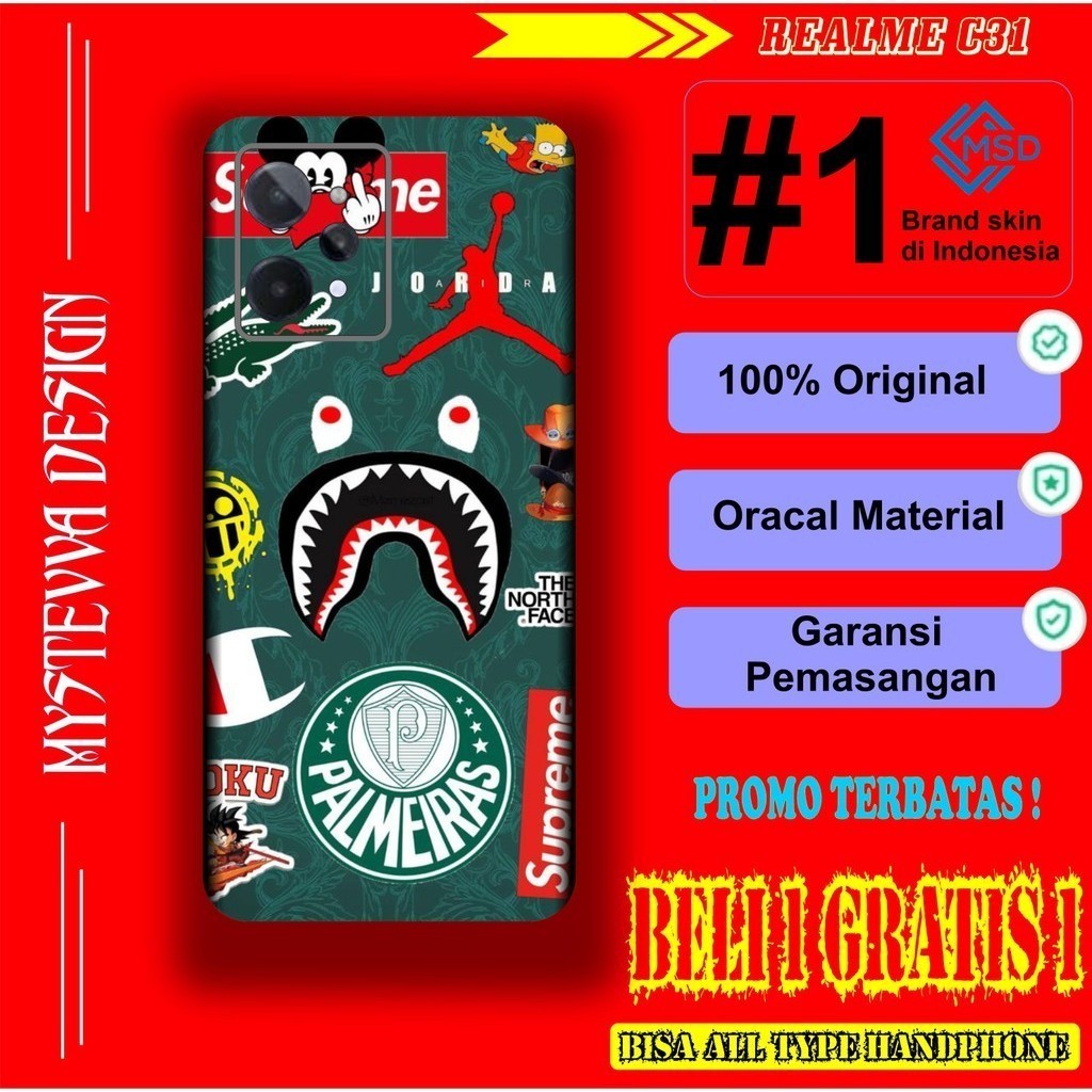 

Terlaris Realme C31 Garskin Stiker Custom Case Laminasi Tebal COD