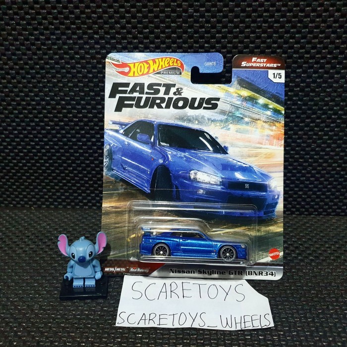 HOT WHEELS NISSAN SKYLINE GTR BNR34 R34 BIRU FAST FURIOUS SUPERSTARS