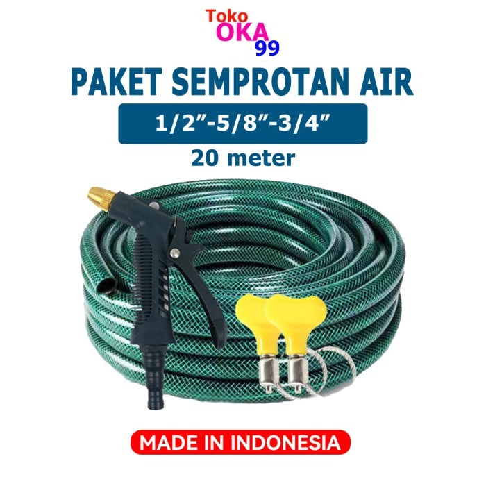 SATU PAKET SEMPROTAN SELANG AIR 20 METER / SELANG AIR CUCI MOTOR MOBIL
