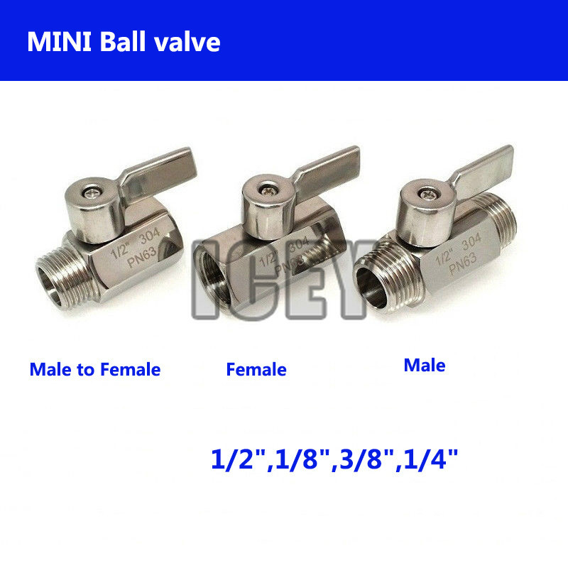 BEAST 2 way ball valve MINI Ball valve Stainless steel SS304 1/8 1/4 3/8 1/2 BSP NPT Female male for