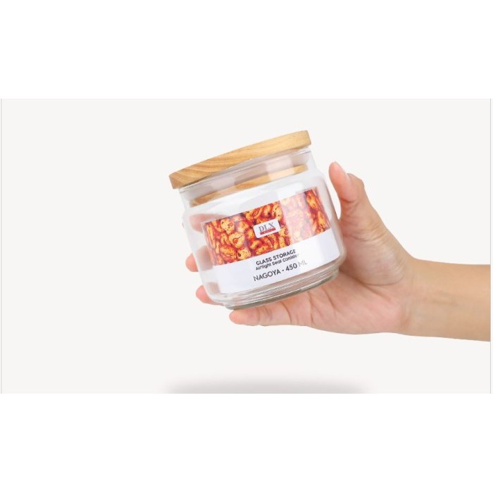 1 SET 6 PCS TOPLES DLX NAGOYA 450ML/TOPLES KUE/TOPLES KACA TUTUP KAYU