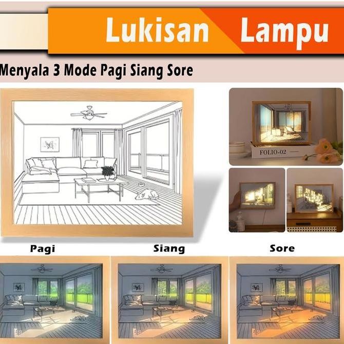 PAJANGAN LUKISAN LAMPU LED KREATIF LIGHT PAINTING ART LIGHT FRAME ART LUKISAN NYALA - HIASAN DINDING