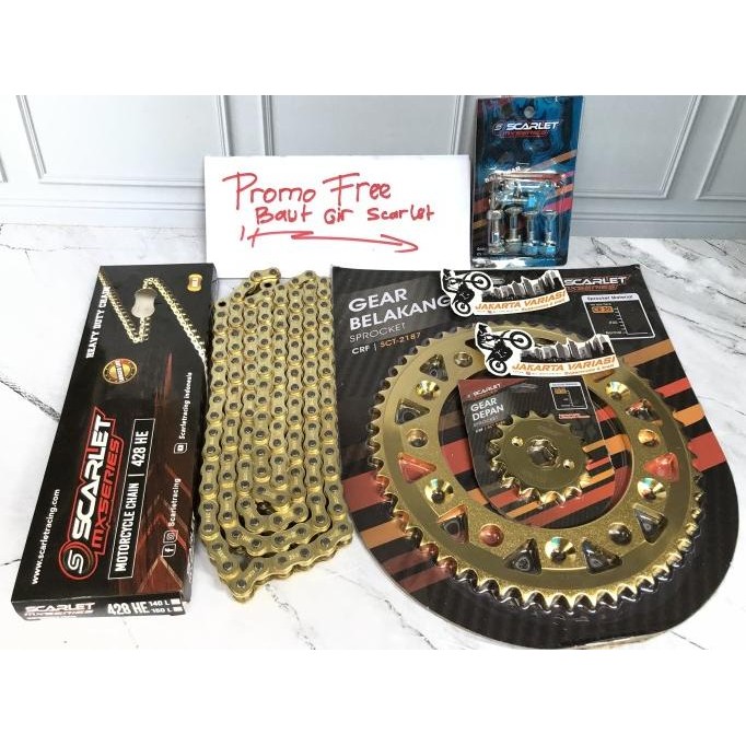 gear set crf 150l scarlet harian trabas supermoto ukuran gear 428 ger