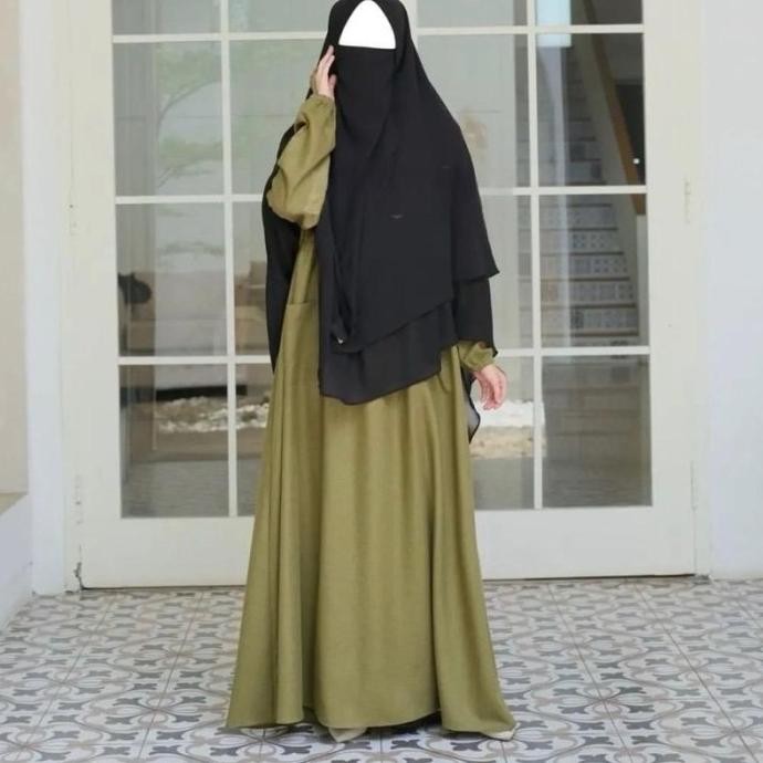 gamis syar'i polos dewasa bahan katun madinah