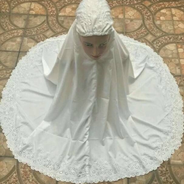 MUKENA KATUN BORDIR PUNGGUNG PADANG ASLI MUKENA PUTIH BARU