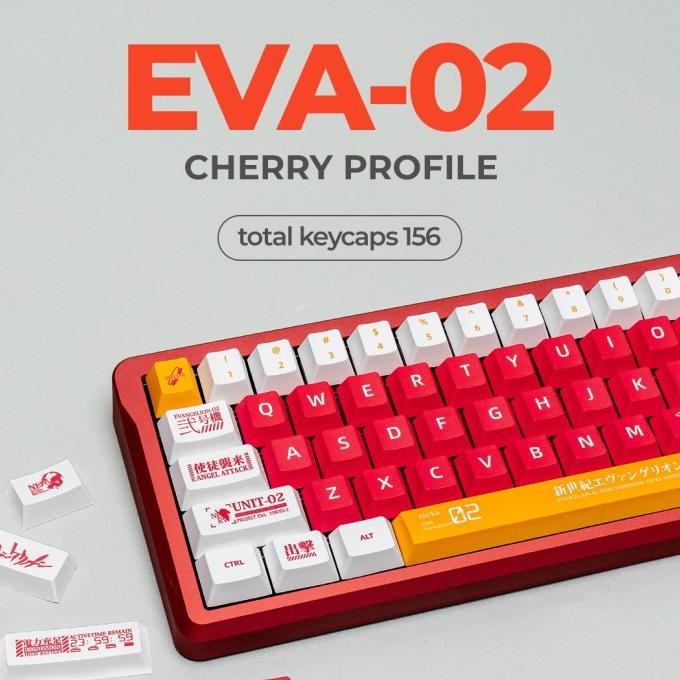 Tersedia EVA-02 Evangelion PBT Dye Sub Keycaps