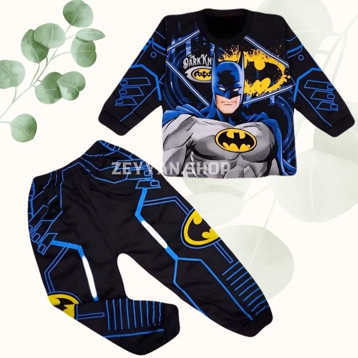 Baju Anak Laki Laki Kostum Motif Batman Celana Panjang Usia 1-10 Tahun Bisa Set Topi Dan Tg Bayi