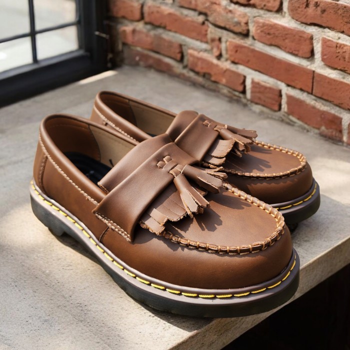 Sepatu Loafers Docmar Adrian Tassel Brown Premium Faux Leather