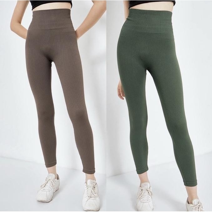 Grosir H&M Ribbed Seamless Sport Leggings Yoga Legging Panjang Hitam
