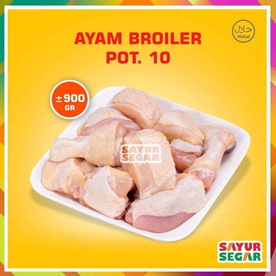 

Ayam Broiler Potong 10 (±900Gr) Fresh Halal