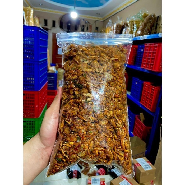 

LIMITED EDITION Cemilan Keripik Baby Crab Krispy Pedas Daun Jeruk netto 100 gram