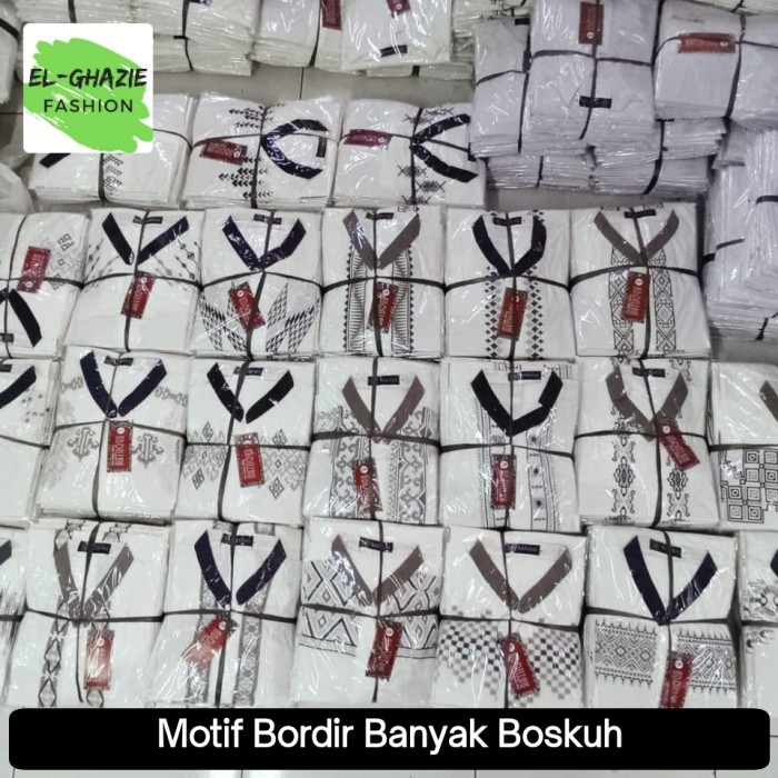 CN803 Baju Koko Abdillah Pria Dewasa Lengan Panjang / Motif Bordir Random STOK TERBATAS