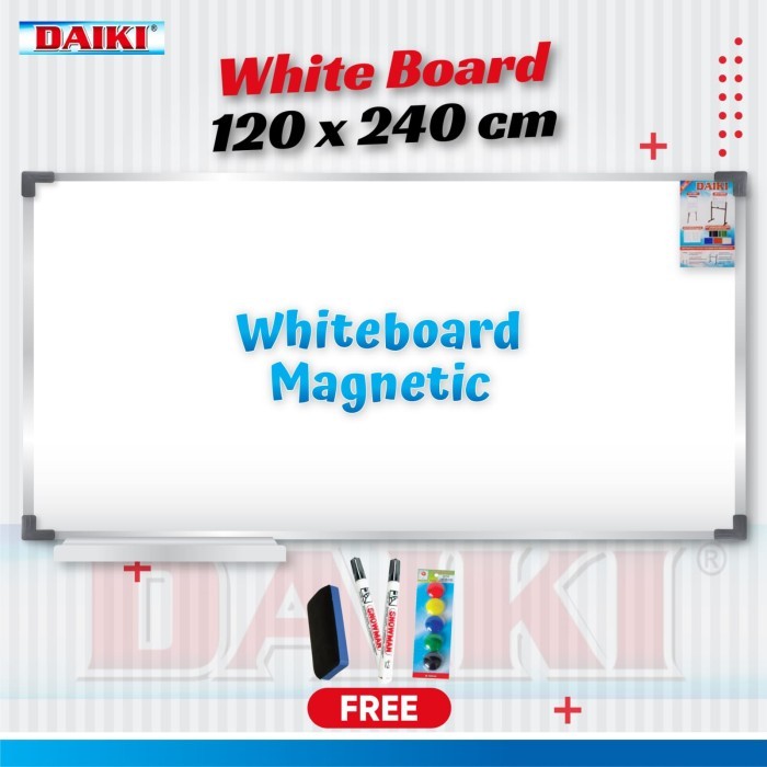 

Papan tulis / Whiteboard DAIKI magnetic gantung uk 120x240 cm