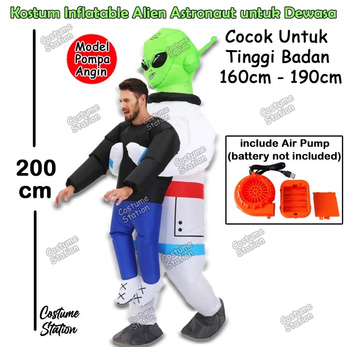 Kostum Alien Astronaut Abduction / Costume Diculik Alien Astronot Halloween dewasa