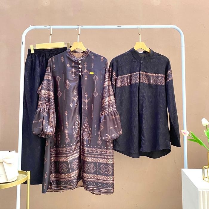 Revana Couple Oneset Jumbo Bigsize Ld 120 130 140 L-5Xl Setelan Couple (Atasan Long Tunik Dan