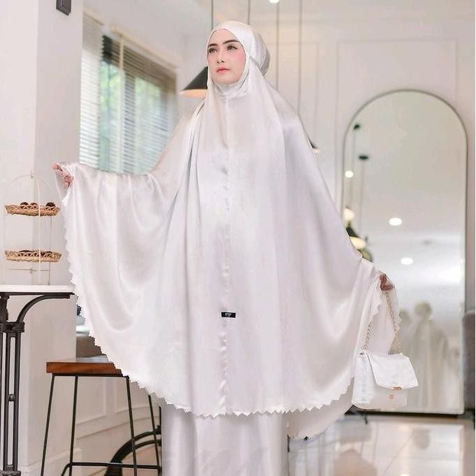 Diskon Mukena Khadeeja Silk Textured Arsy Hijab Mukena Tas Sajadah Silk Mukena Mewah Mukena Silk Abu