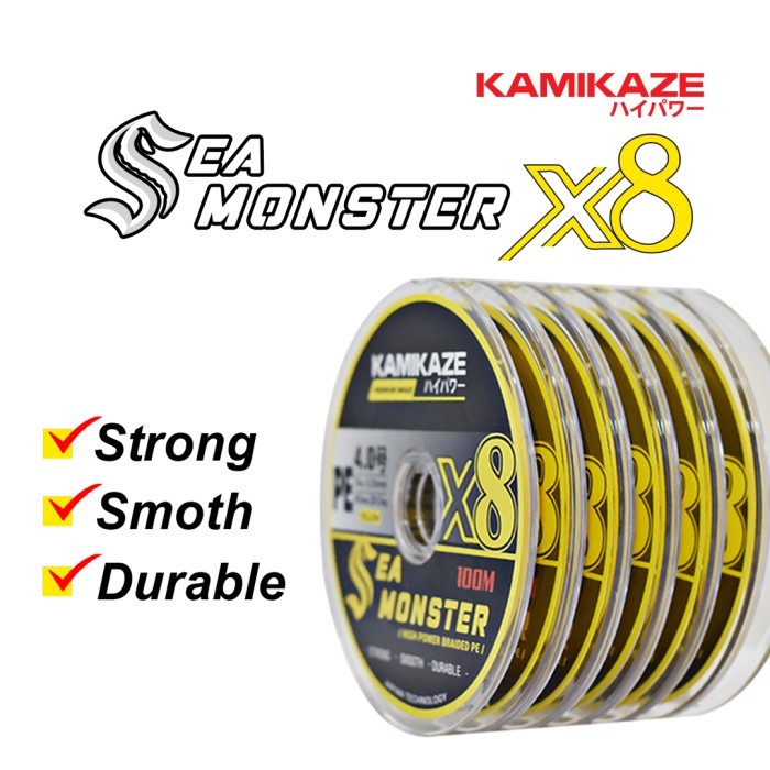 Kamikaze Snar Pancing Pe Sea Monster X8 (Ylw) 100M Connecting